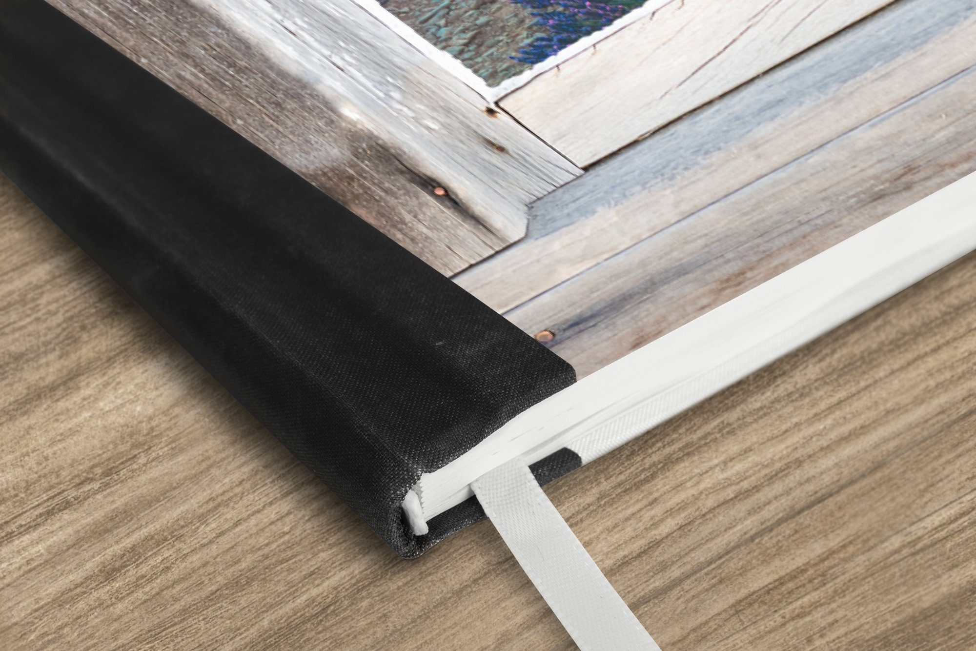 Thumbnail - MuchoWow Notizbuch Fensterblick - Fenster - Lavendel - Holz, Notebook, Notizblock a5, Tagebuch, Journal Liniert