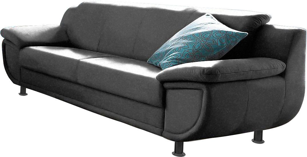 TRENDMANUFAKTUR 3-Sitzer Rondo, Breite 207 cm, breite Armlehnen, Füße schwarz, Big-Sofa wahlweise mit Federkern, in verschiedenen Bezügen bestellbar