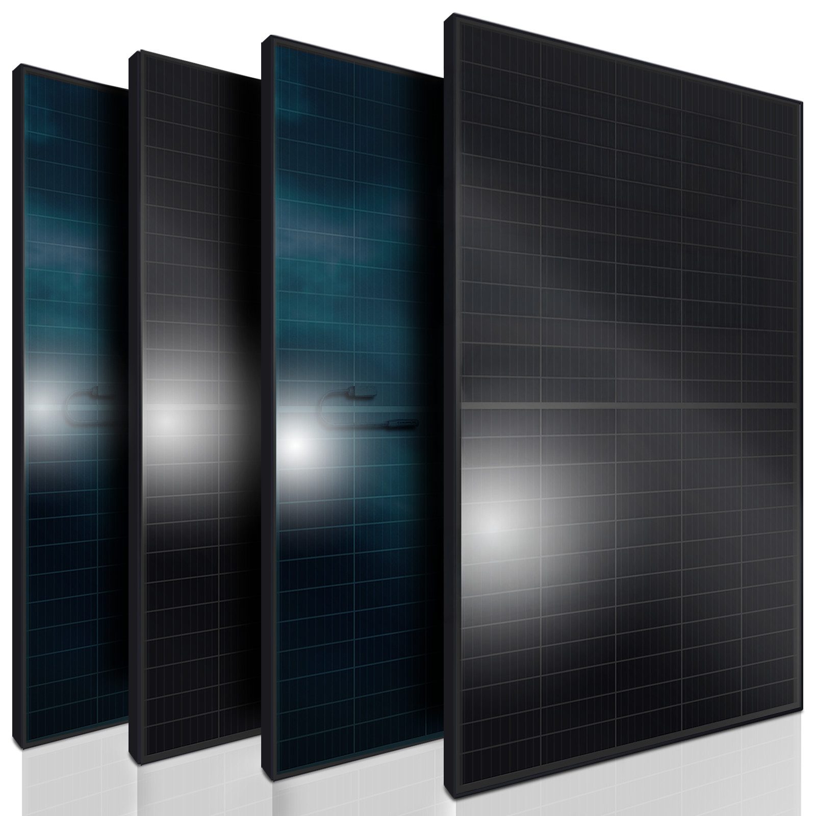 SUNNIVA Solarmodul Solarpanele - FULL BLACK Bifazial Glas/Glas 460 Watt, (PV Panel - PMax 460W Bifacial Solar modul n-type, geeignet für Balkonkraftwerk, IP68, Photovoltaik, 4-St)