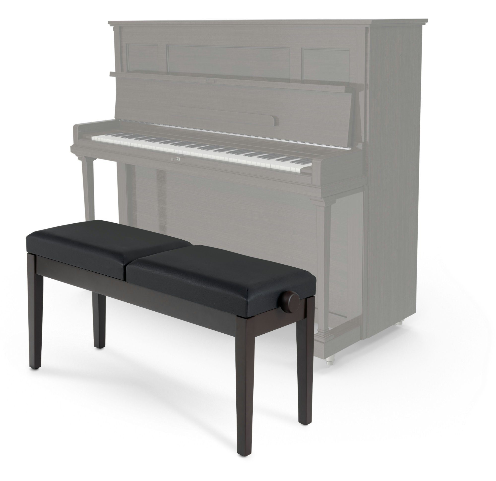 Personen Schwarz Doppelsitzer Klavierhocker, 34 1-St., | unabhängig voneinander 48 48 x Matt Höhe Pianobank Sitzflächen: cm (Hochwertiger Cantabile Classic für - Klavierbank zwei 58 cm), verstellbar je Rosenholz