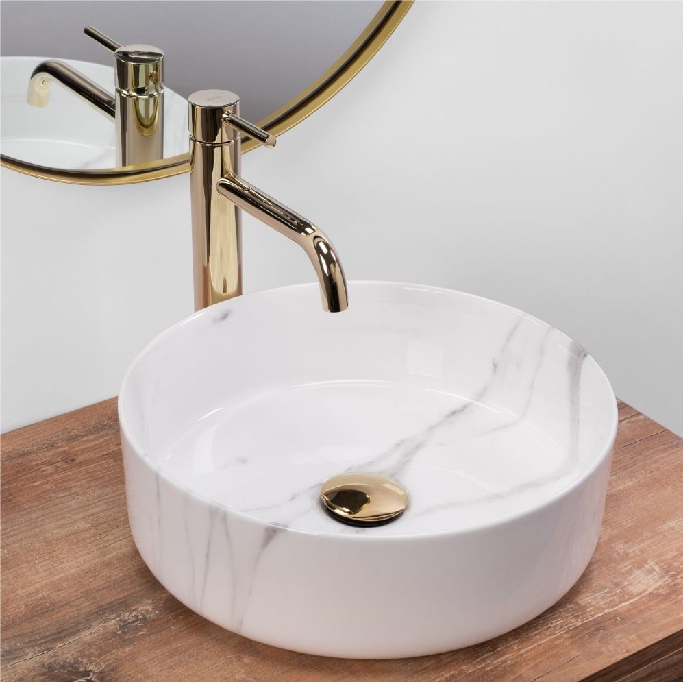 wohnwerk.idee Aufsatzwaschbecken Waschbecken Keramik Sami Marble günstig online kaufen