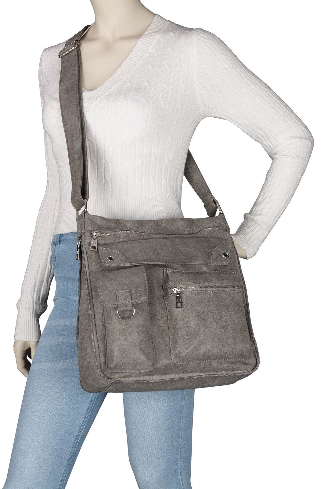 Jennifer Jones Umhängetasche Damen Tasche Schultertasche Umhängetasche Leder Optik Handtasche, als Schultertasche,Shopper,Handtasche tragbar