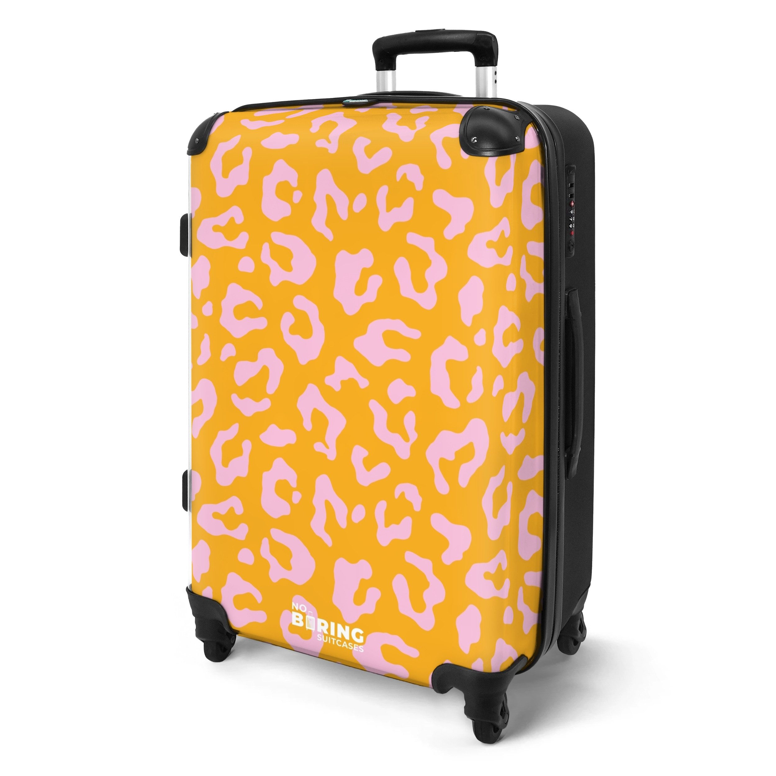 NoBoringSuitcases.com© Hartschalen-Trolley Orange und rosa Pantherdruck günstig online kaufen