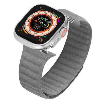 LAiMER Uhrenarmband LAIMER Apple Watch Armband UB1133-AW44 ROME, Alcantara Lunar Grey