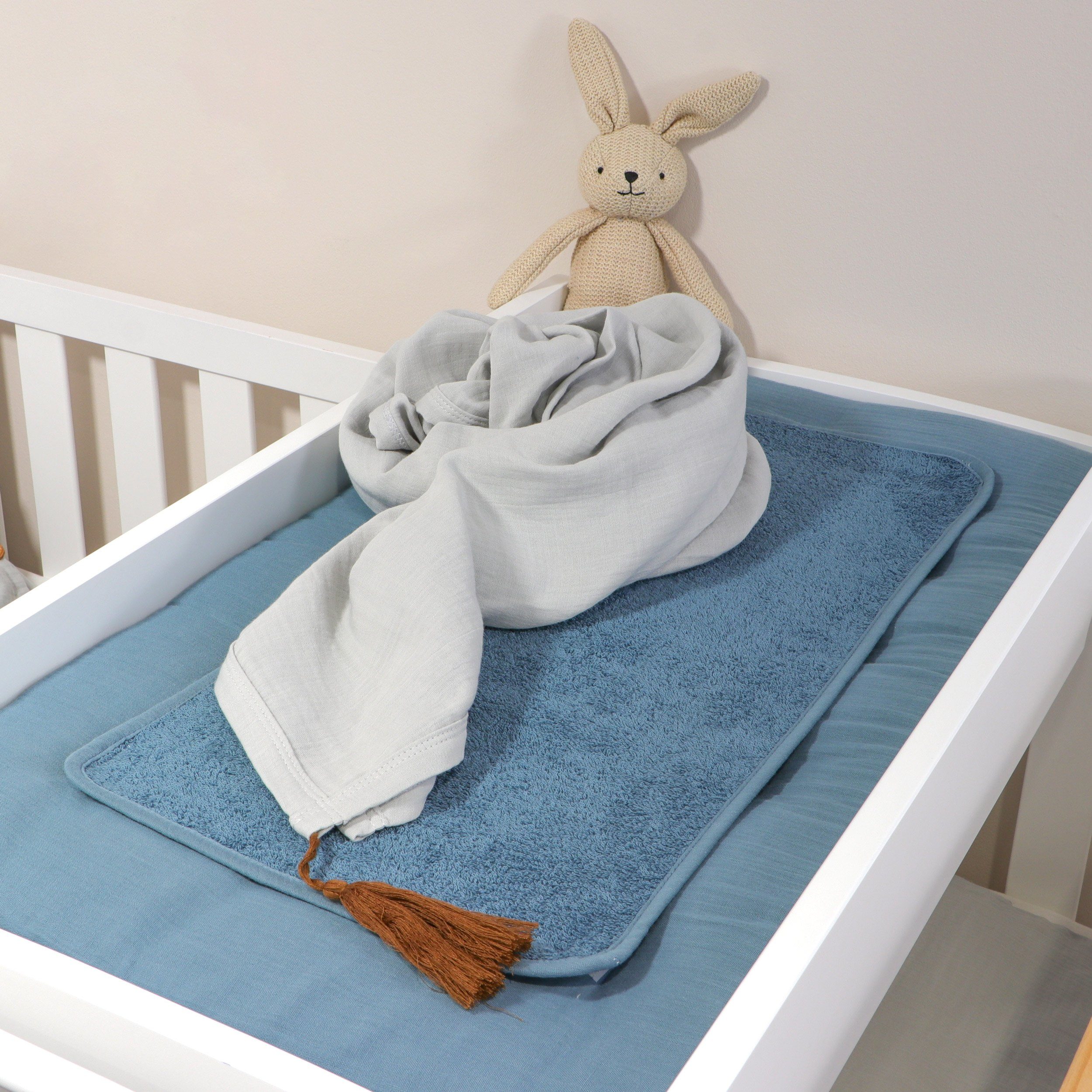 Babydecke Emma Musselin - Grau 120x120 cm Kinder Decke, Puckdaddy GmbH