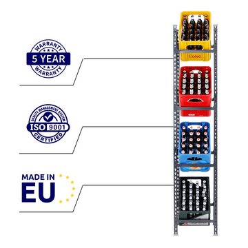 PROREGAL® Standregal Getränkekistenregal High Big Camel, HxBxT 200x40x30cm, Anthrazit, Getränkeregal, 4 Ebenen für 4-12 Kisten, 100kg Tragkraft pro Ebene, Selbstmontage