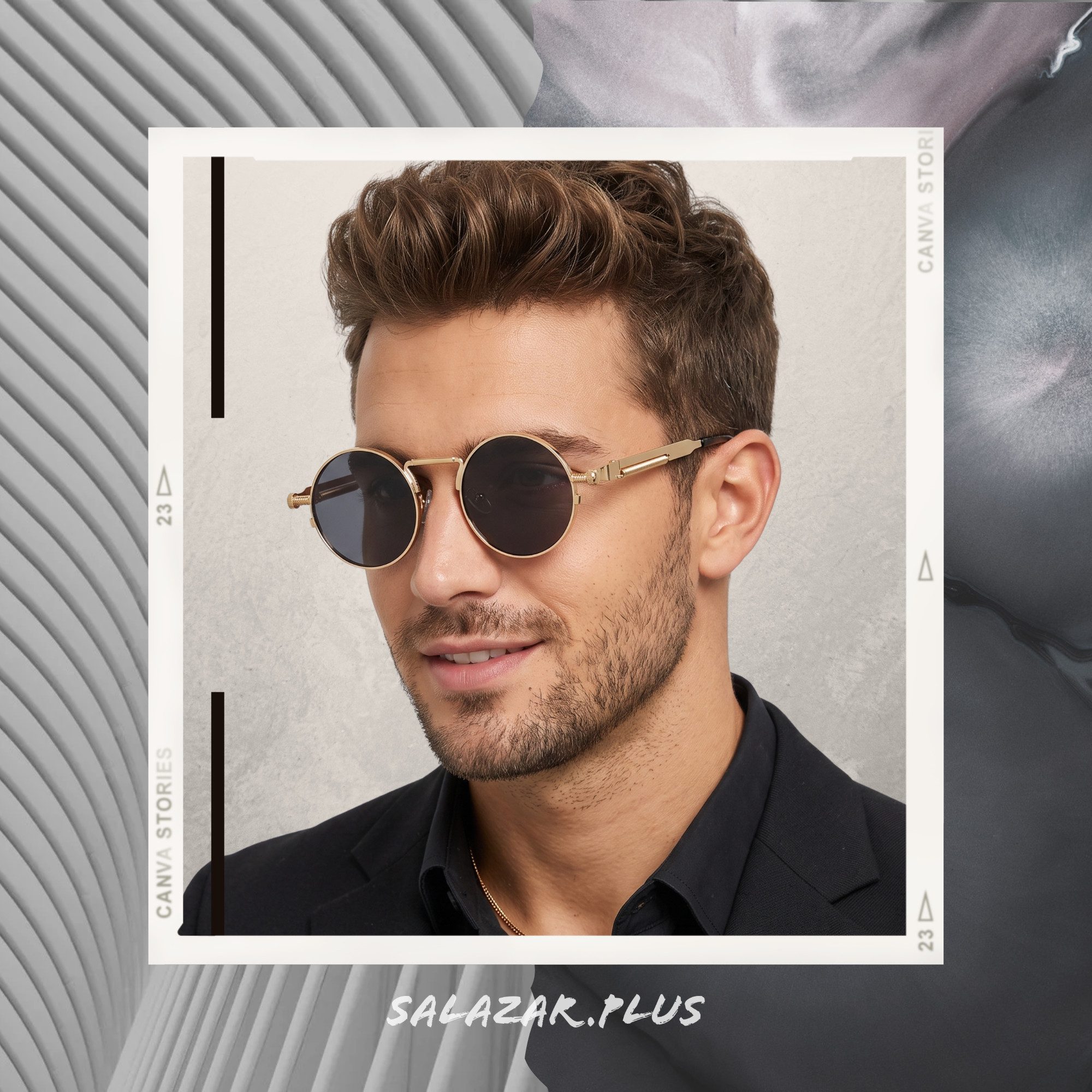 salazar.plus Sonnenbrille Rund Cyberpunk Unisex 4 Farben Damen Herren Brille Retro Runde Cyberpunk Sonnenbrille UV400 Cat.3 – leicht, unisex, 4 Farben – Bild 3 von 5
