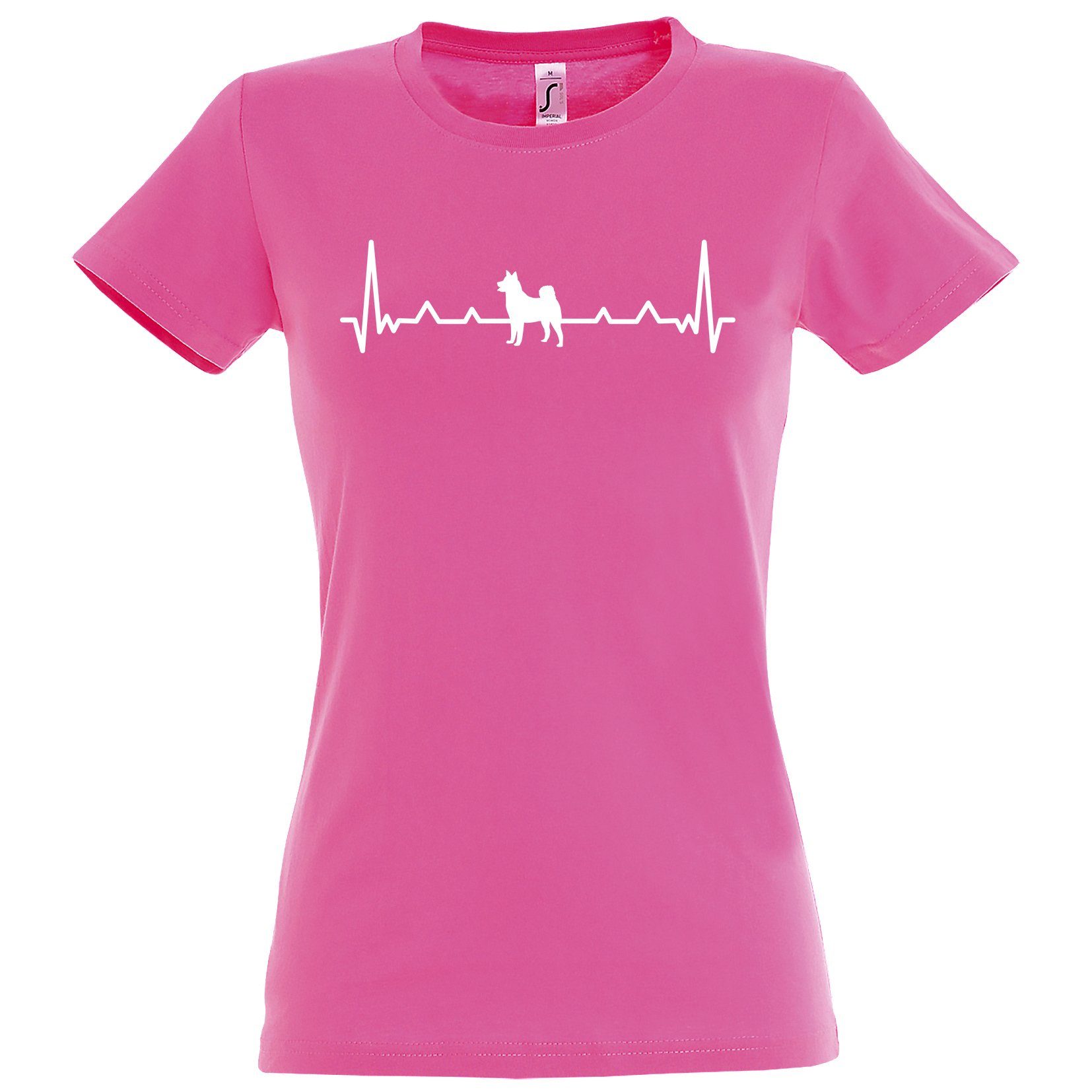Youth Designz T-Shirt Heartbeat Hund Damen Shirt mit trendigem Frontprint Rosa