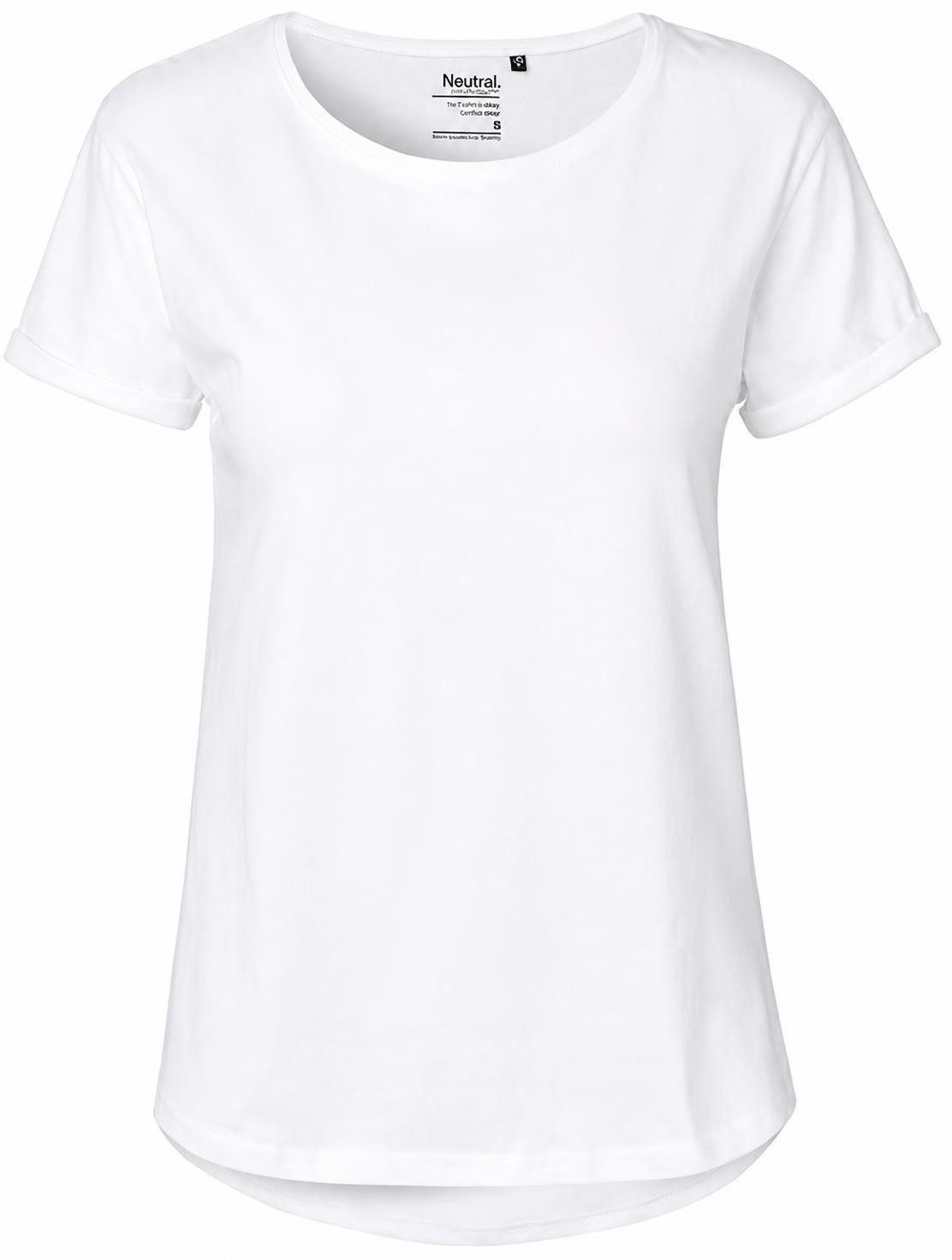 Neutral Rundhalsshirt Damen Roll Up Sleeve T-Shirt / Single Jersey Strick