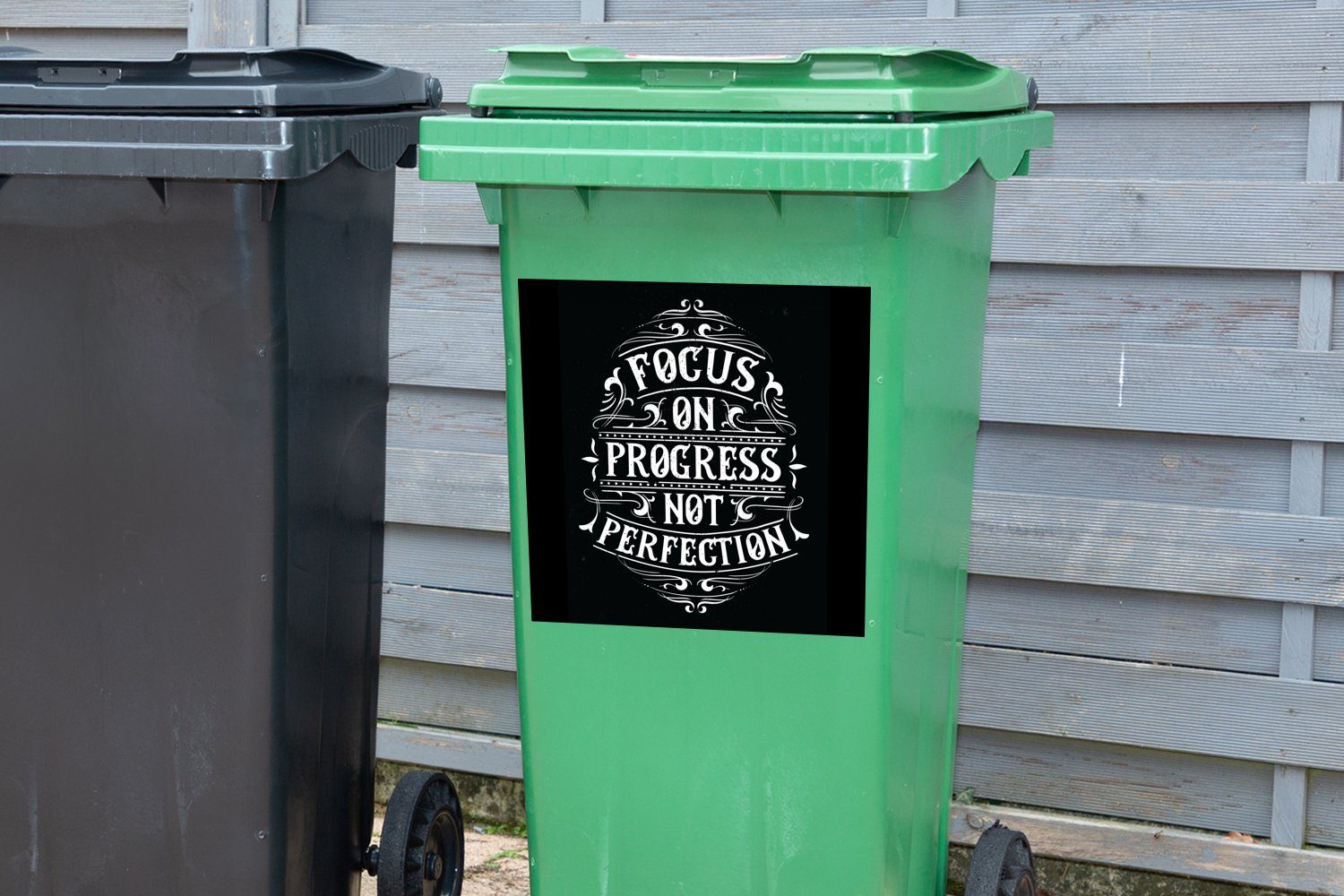 MuchoWow Wandsticker Motivation - Briefe Retro Mülltonne, Mülleimer-aufkleber, Container, Abfalbehälter (1 Sticker, St), 