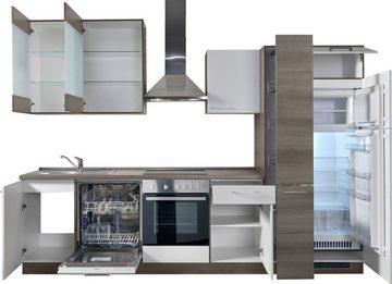 Kochstation Küchenzeile Trea, wahlweise mit E-Geräten, höhenverstellbare Füße, vormontiert, mit Vollauszug und Soft-Close-Funktion, Breite 310 cm