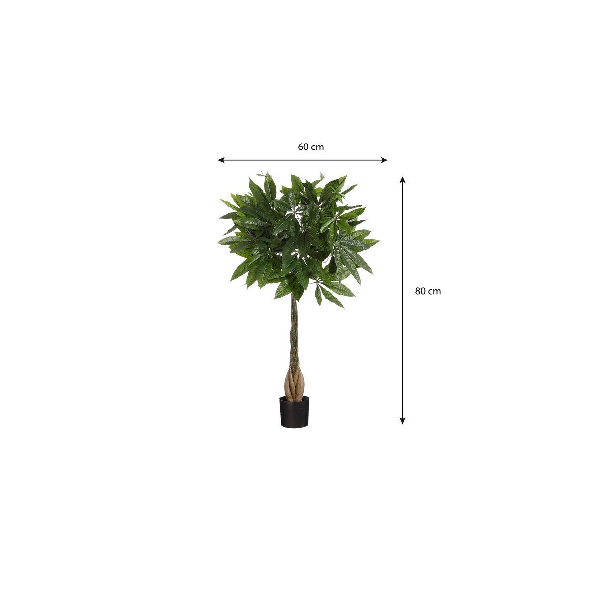 Kunstpflanze Mica Decorations Pachira in Topf gruen - h80xd60cm, Mica Decorations, Höhe 80 cm