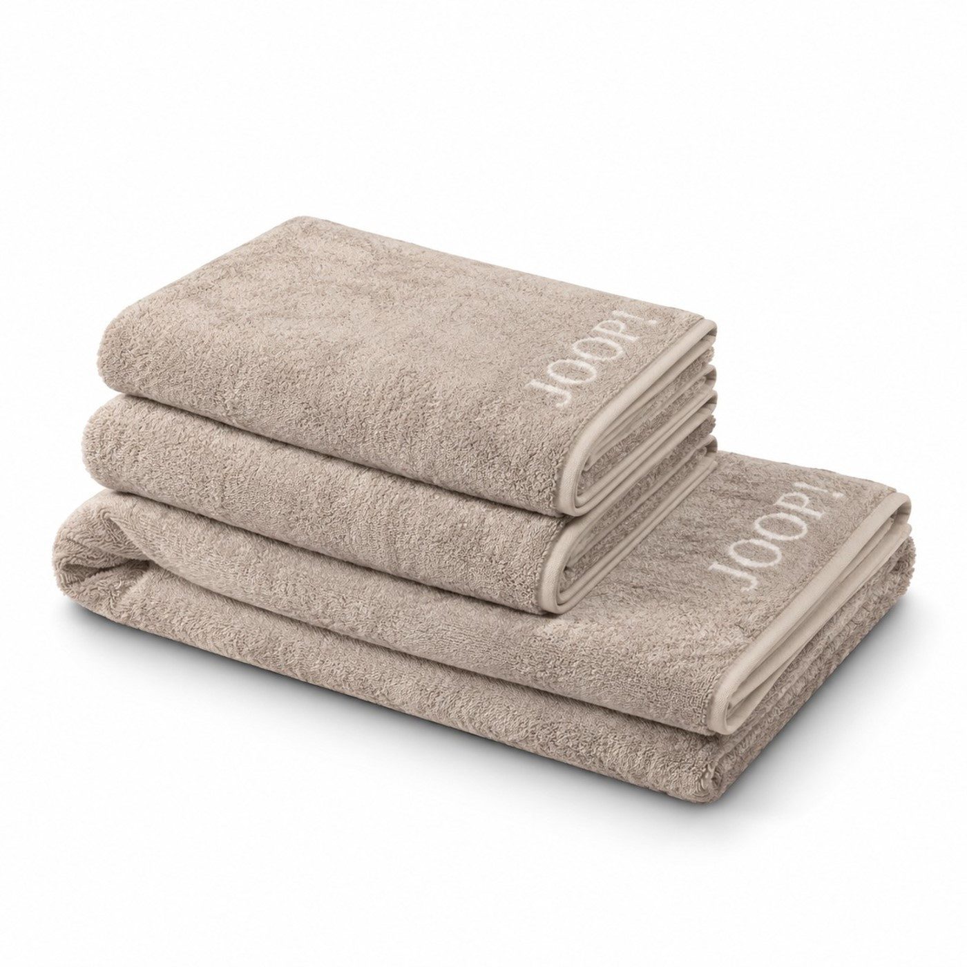 JOOP! Handtuch Set JOOP! Handtuch Duschtuch Set 3-teilig 1600-30 Classic sand beige, Walkfrottier (Spar-Set, 3-St)