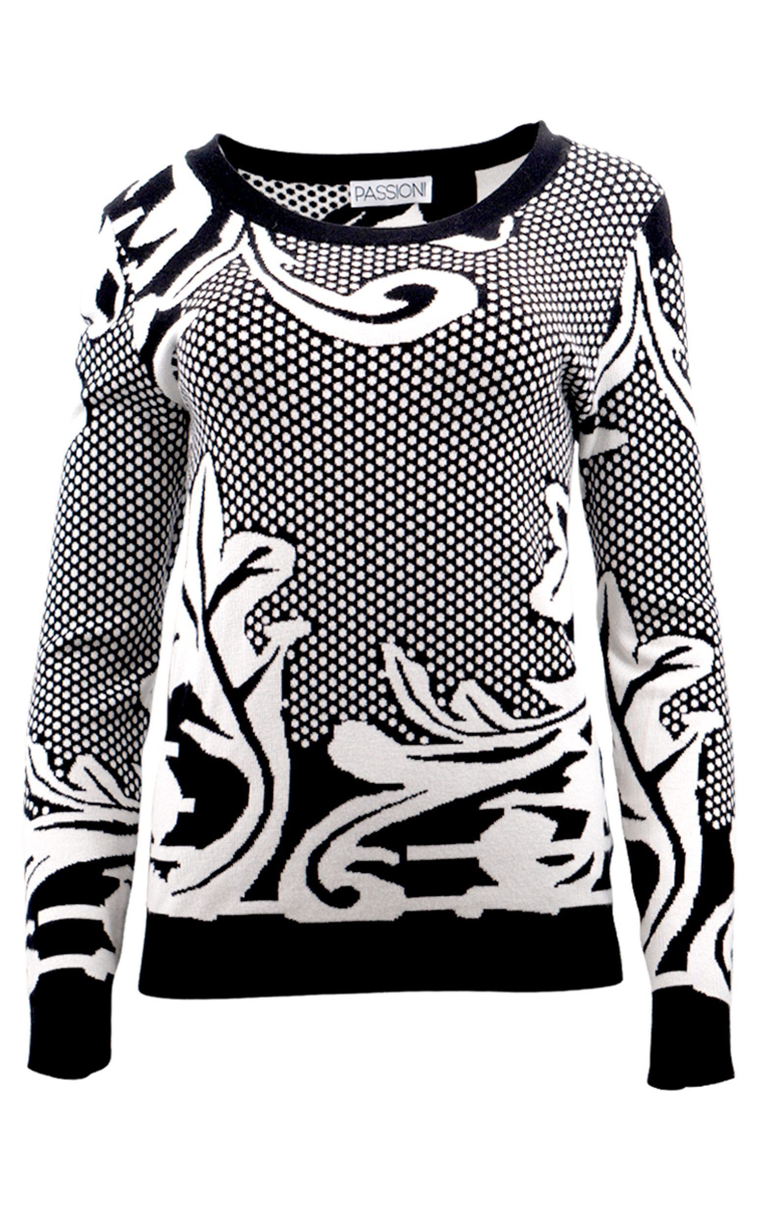 Passioni Strickpullover mit zweifarbigem modernen Jacquard günstig online kaufen