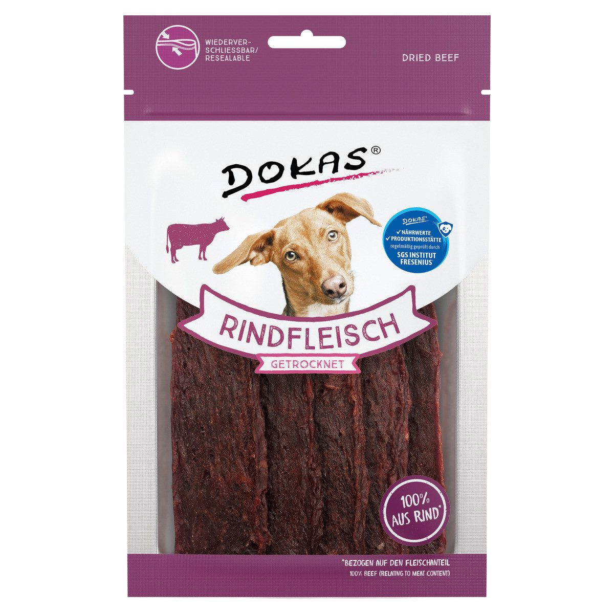 Dokas Rindfleisch getrocknet 70 g, Snack für: Hund