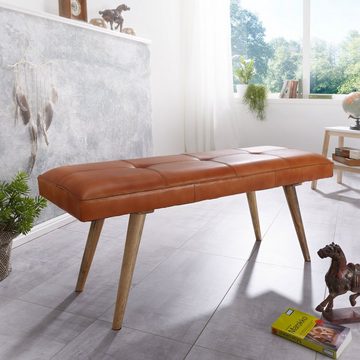 KADIMA DESIGN Sitzbank Retro-Sitzmöbel aus Ziegenleder & Holz– Stilvoll & bequem