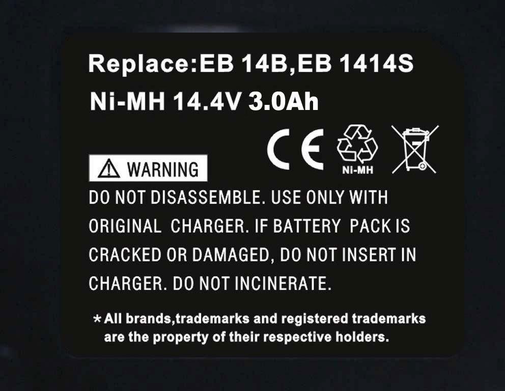 14DH, WH 3000mAh 14DMR, WH WR WH Akku 14DM WH WH V 14DSL, 14DMB, 14DL, 14DL, HITACHI 14DMK, WR für 14,40 PowerSmart WH WH WR Ni-MH 14DH, 14DM,