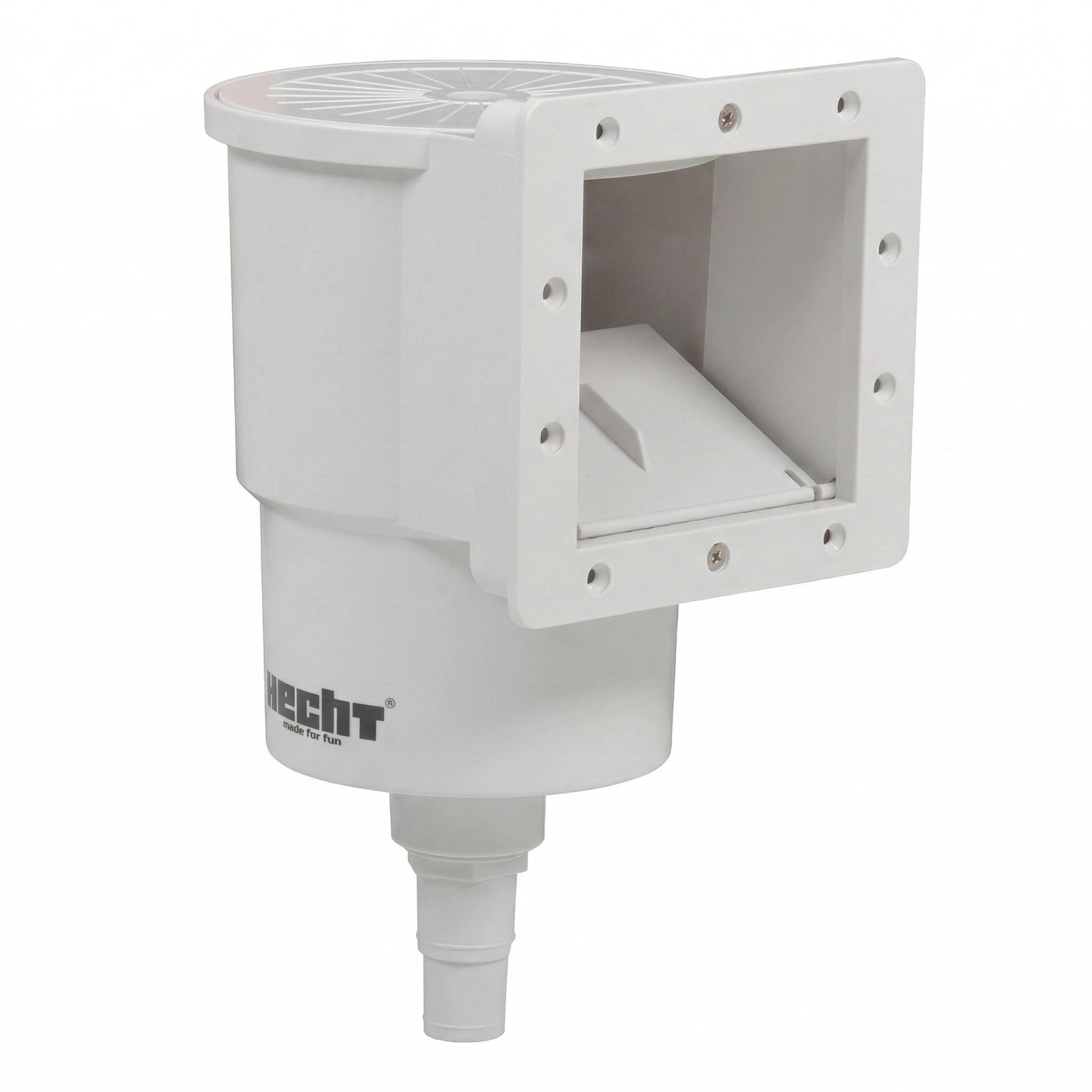 Hecht Skimmer Poolskimmer komplett Set, 1 ¼ und 1 ½ Zoll Anschlüsse, Einlaufdüse, Saugplatte, 135 mm Auffangsieb, für Aufstell- & Fertigbecken