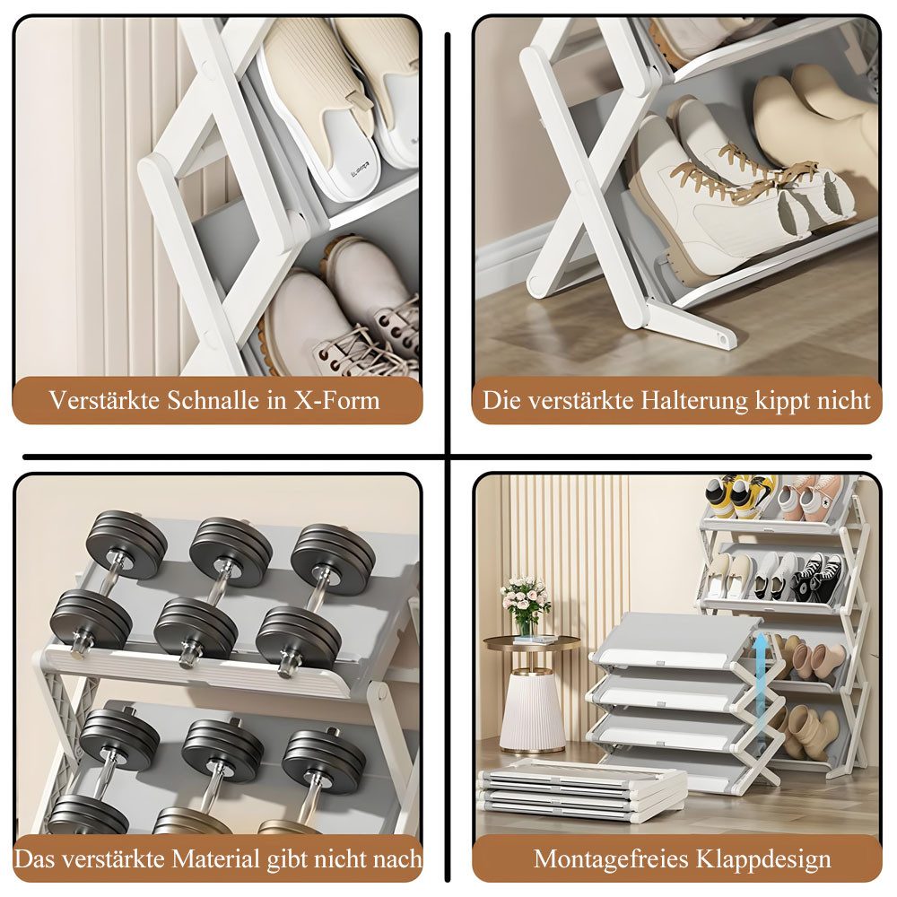 TUWENA Schuhregal Faltbares Schuhregal, Mehrschichtiges Hoch Schuh Organizer, 4 Etagen
