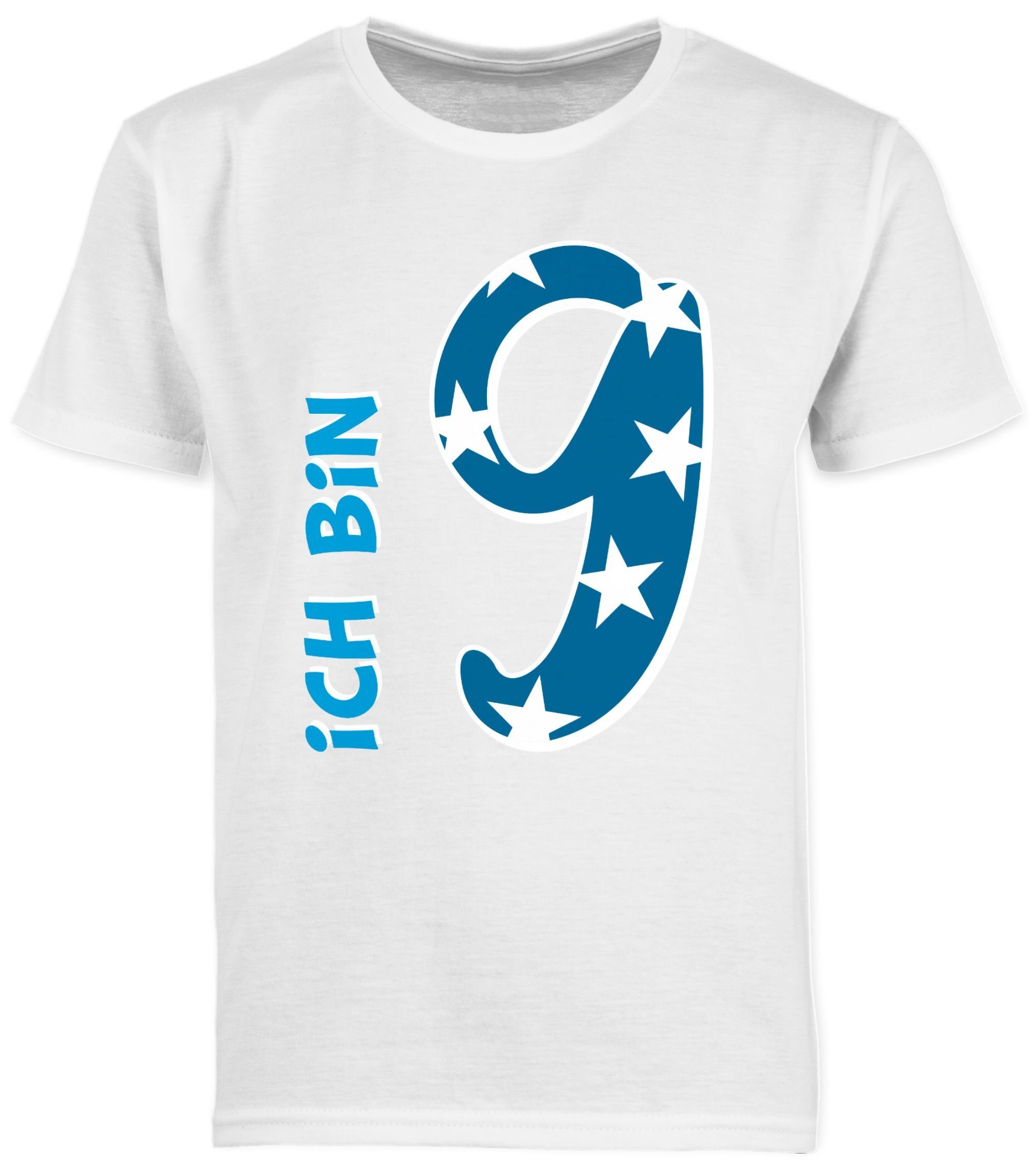T-Shirt Ich bin neun Blau Junge