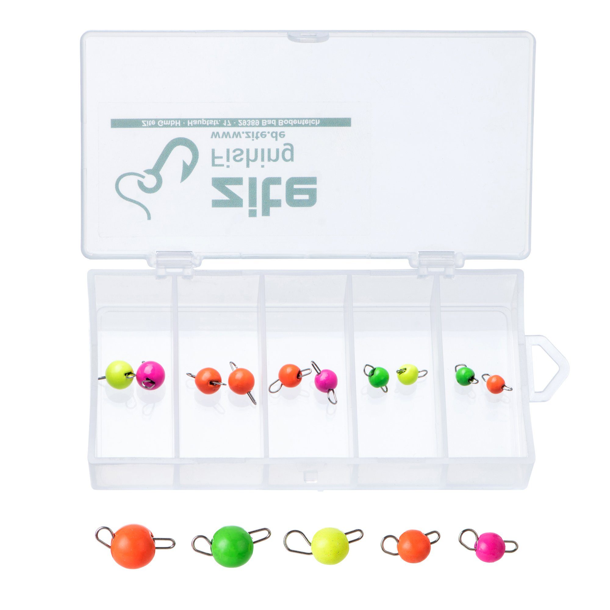 Zite Angelgewicht Tungsten Cheburashka Jig-Set 0,5-2g Minigewichte 15 Stück in Box