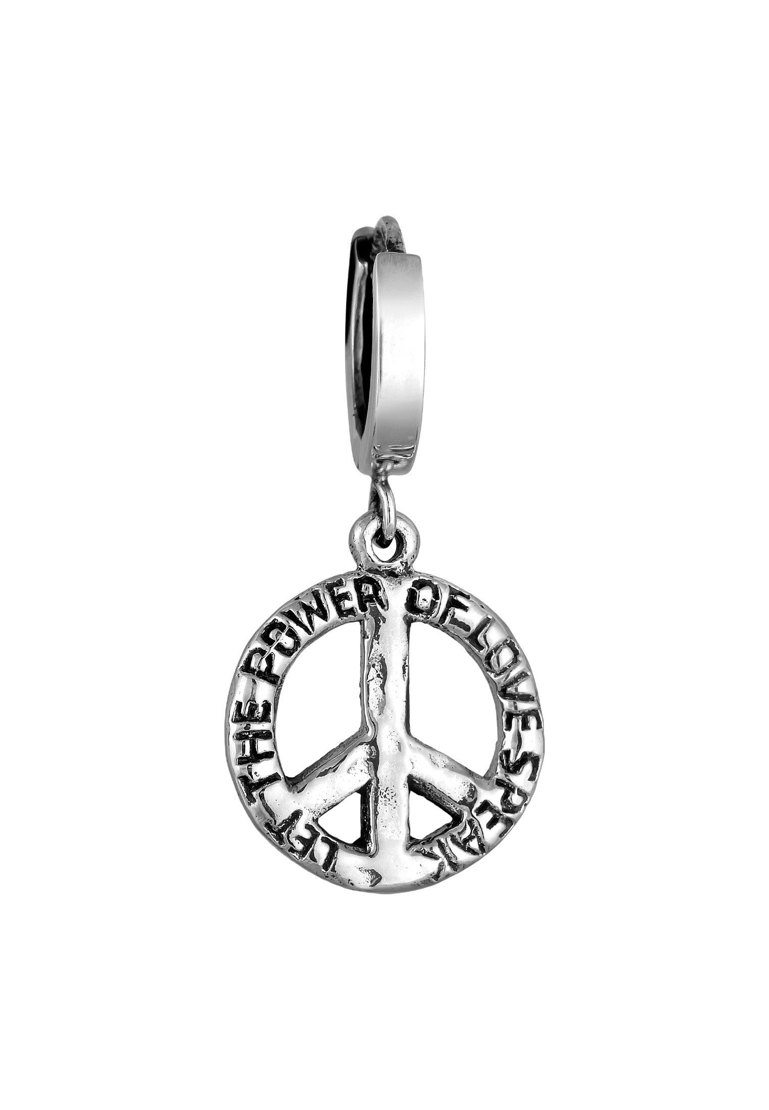 HAZE & GLORY Paar Creolen Creolen Peace Frieden Used 925 Sterling Silber, Peace-Zeichen