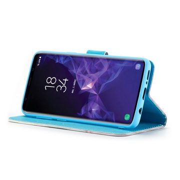 FITSU Handyhülle Handytasche für Samsung Galaxy S9 Hülle Eulen Motiv 5,8 Zoll, Flipcase für Samsung S9 Handyhülle, Handytasche mit Kartenfach