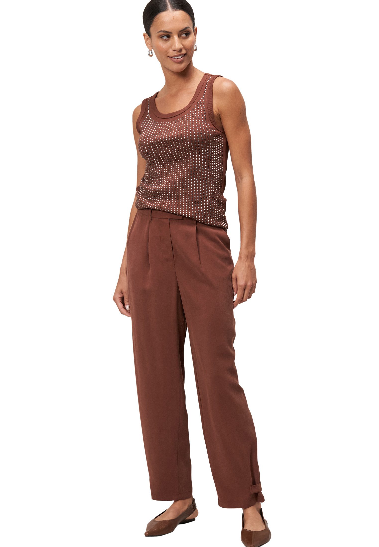 Zero Stoffhose Damen mit schmalem Bein 26 Inch Falten