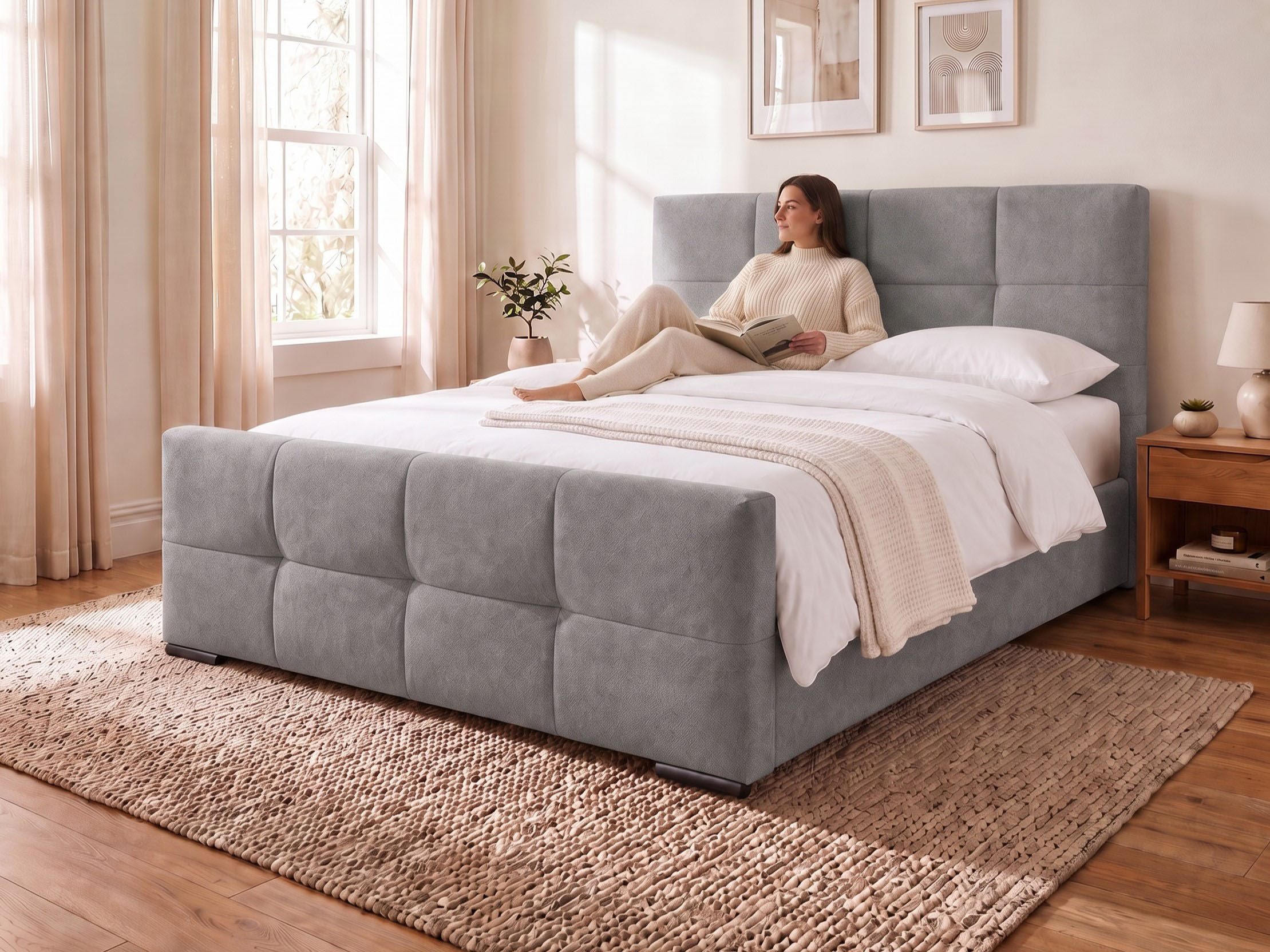 OTTO home Boxbett FIETTE, Polsterbett mit Bettkasten, inkl. Taschenfederkernmatratze H3, inkl. Kaltschaumtopper, Luxus-Mircofaser-Bezug, Liegefläche 180x200 cm