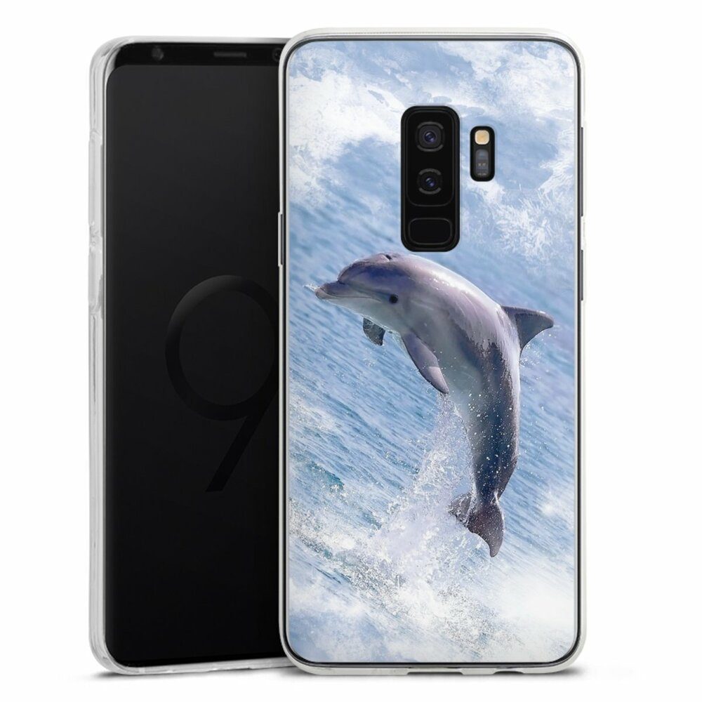 DeinDesign Handyhülle Delfine Meer Wal Springender Delphin, Samsung Galaxy S9 Plus Silikon Hülle Bumper Case Handy Schutzhülle