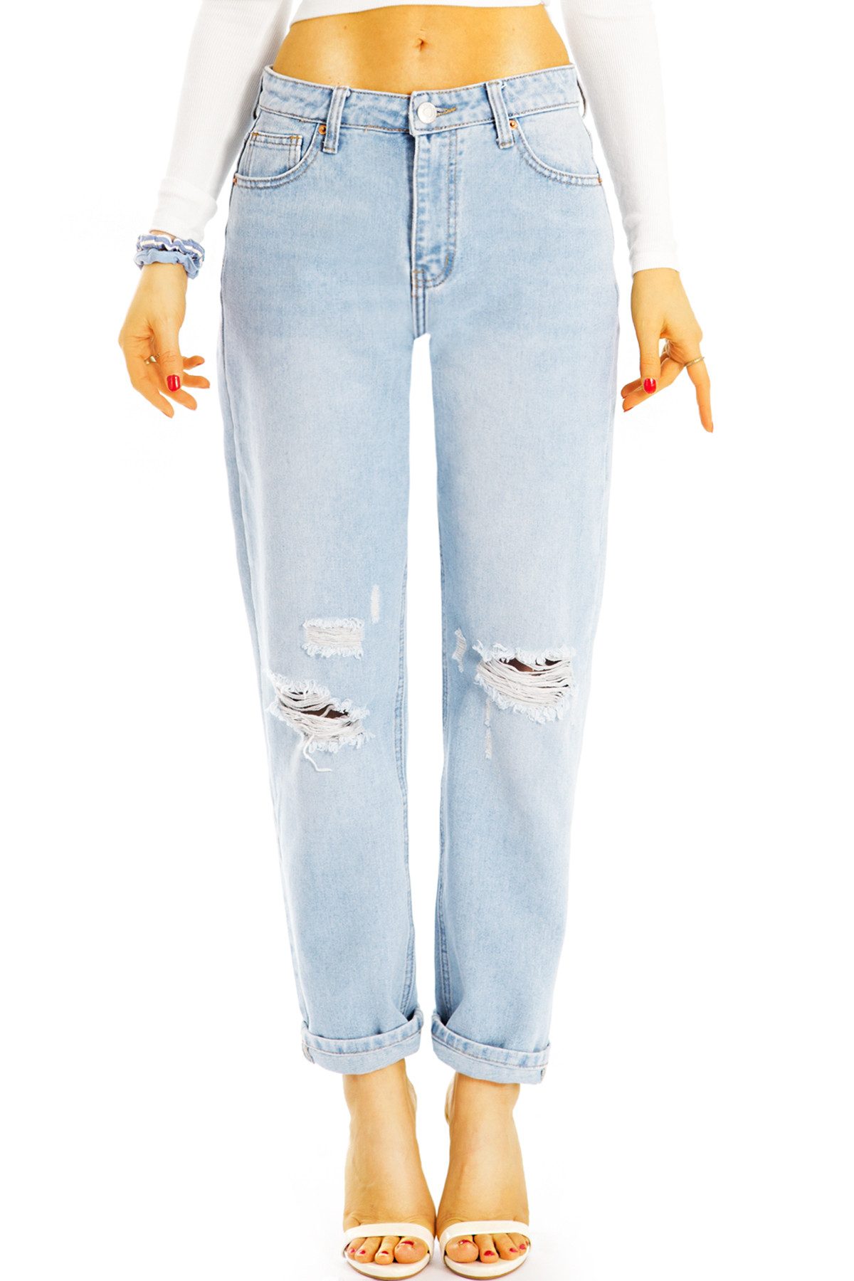be styled High-waist-Jeans Lockere Boyfriend Jeans Hose bequem stretchig High - Damen - j6k-1 mit Stretch-Anteil