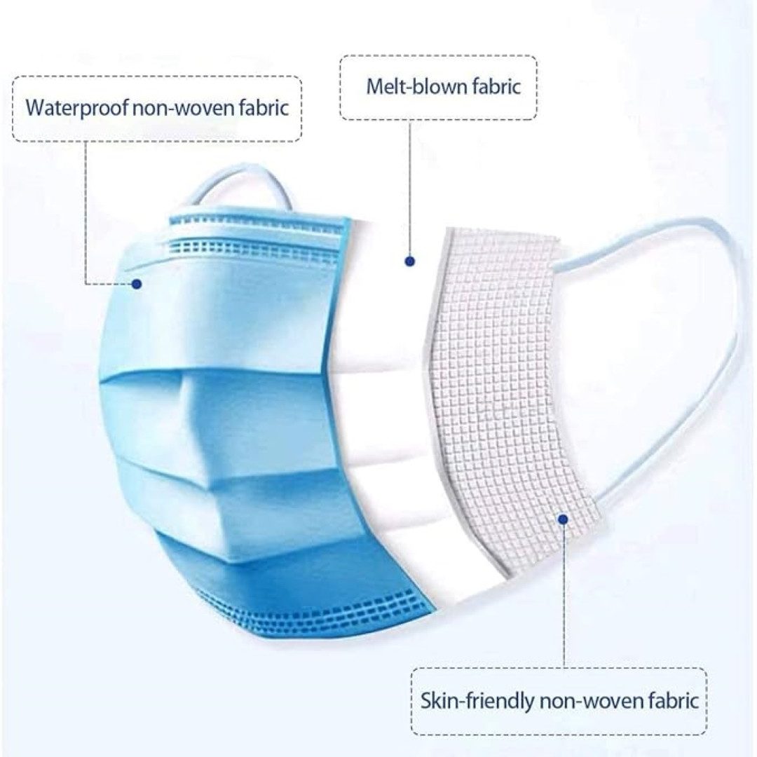 LA CUTE Gesichtsmaske Einweg Op Maske Gesichtsmaske Medizinischer Mund-Nasen-Schutz, 50-tlg., Drei-lagiger Schutz, integrierte Nasenklemme, komfortable Ohrschlaufen