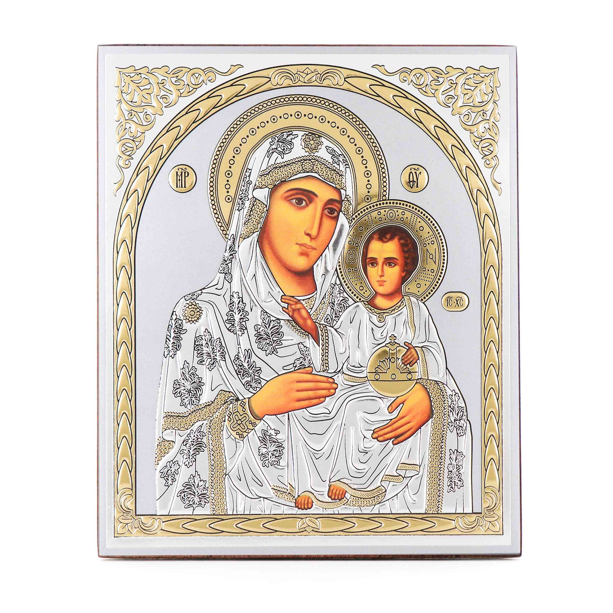 NKlaus Bild Gottesmutter von Jerusalem Holz Ikone 15x18cm christlich orthodox reli, Religion
