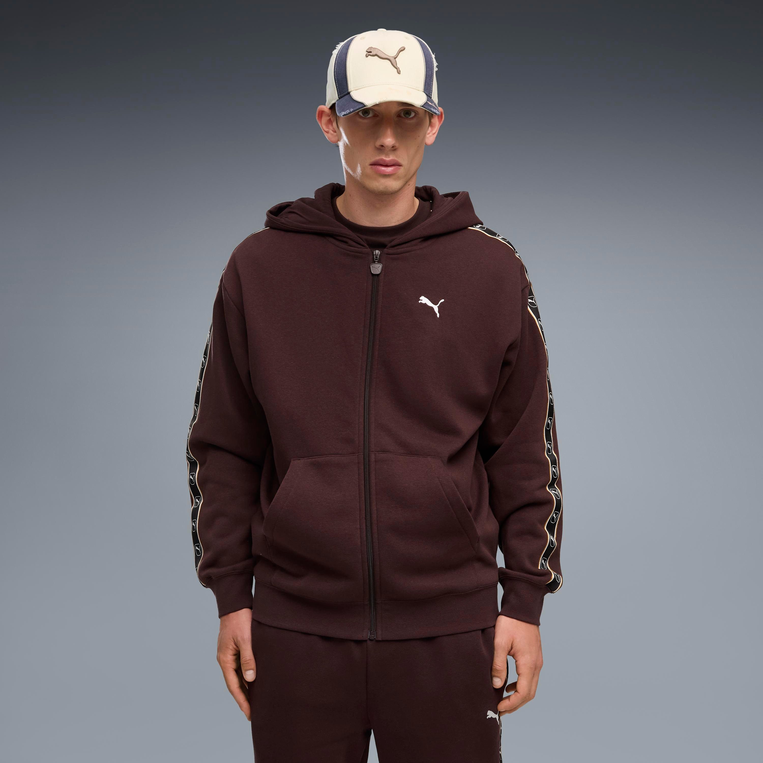 PUMA Kapuzensweatshirt ESS ELEVATED TAPE RELAXED FULL-ZIP HOODIE FL mit Reißverschluss, aus Baumwollmischung, Relaxed Fit, normale Länge