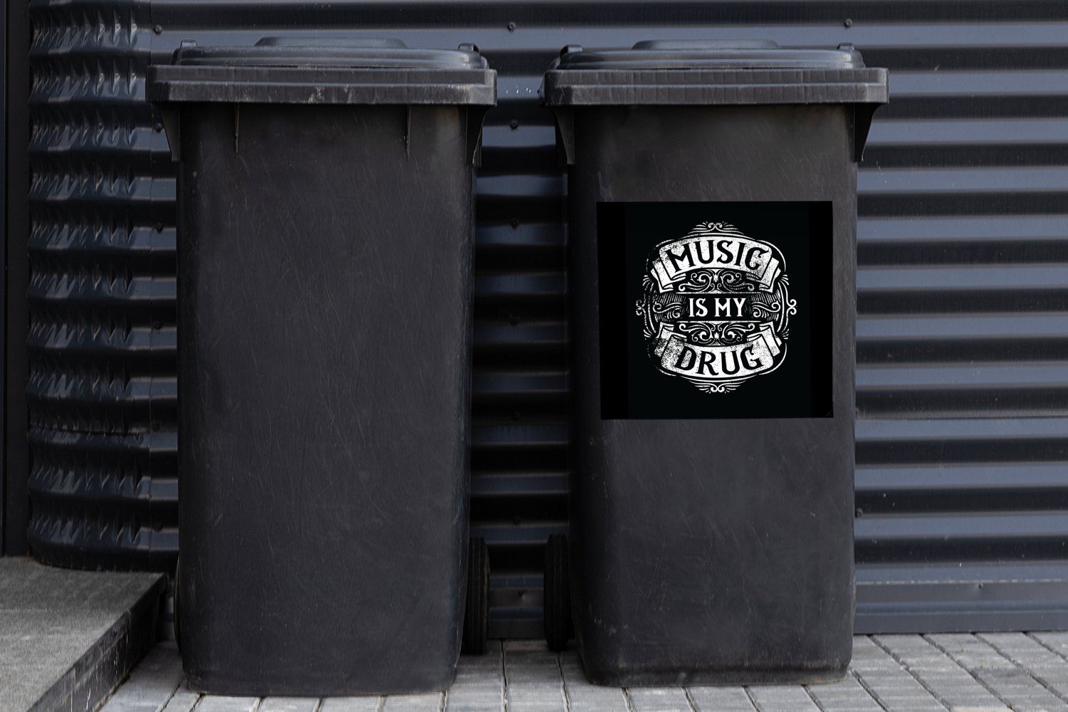 - (1 Sticker, Retro Musik Container, Wandsticker Abfalbehälter St), Mülltonne, MuchoWow Zitat Mülleimer-aufkleber, -