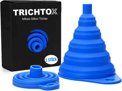 MAVURA Trichter TRICHTOX Faltbare Mini Silikon Einfüllhilfe Falttrichter Klapptrichter Einfülltrichter Flaschentrichter faltbar blau [2er Set]