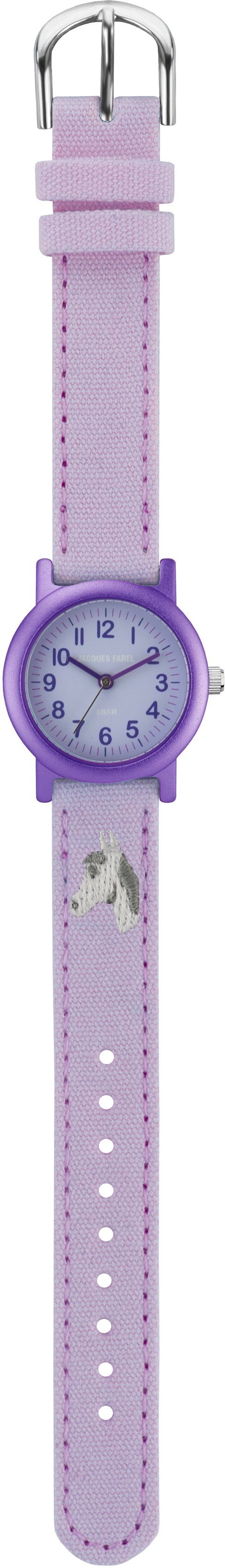 Jacques Farel Quarzuhr ORG 8820, Pferdeuhr, Armbanduhr, Kinderuhr, Mädchenuhr, Pferde, ideal auch als Geschenk