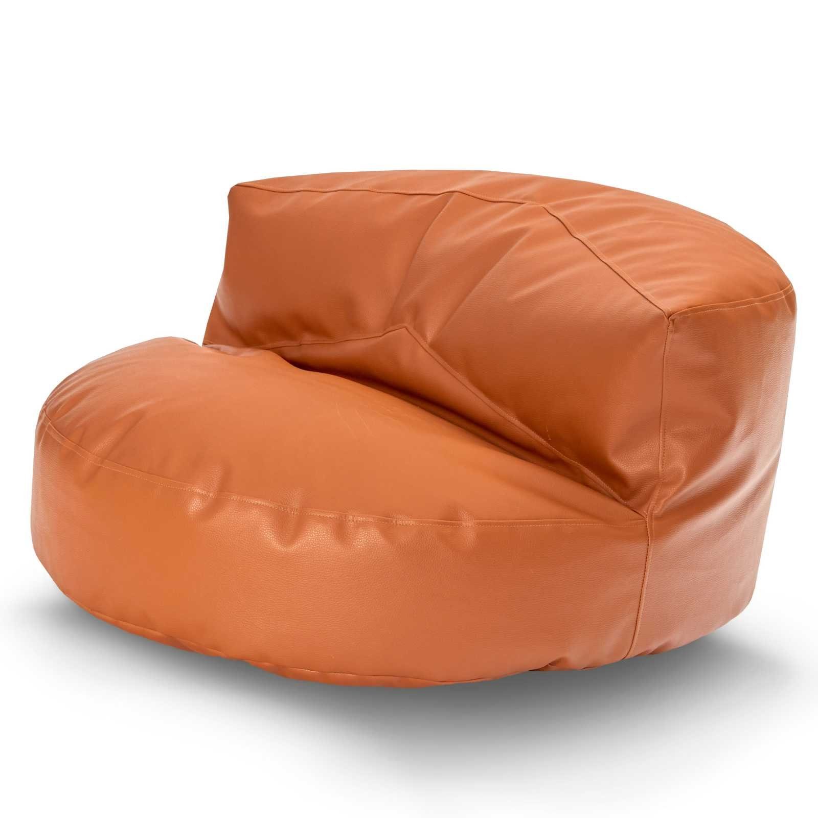 Green Bean Sitzsack / Sofa mit EPS-Perlen Füllung aus Kunstleder (Indoor & Outdoor, abwaschbarer Bezug, hoher Sitzkomfort, Sitzlounge), Couch / Lounge im Sitzsack-Design 90 x 45 cm mit Rückenlehne Cognac