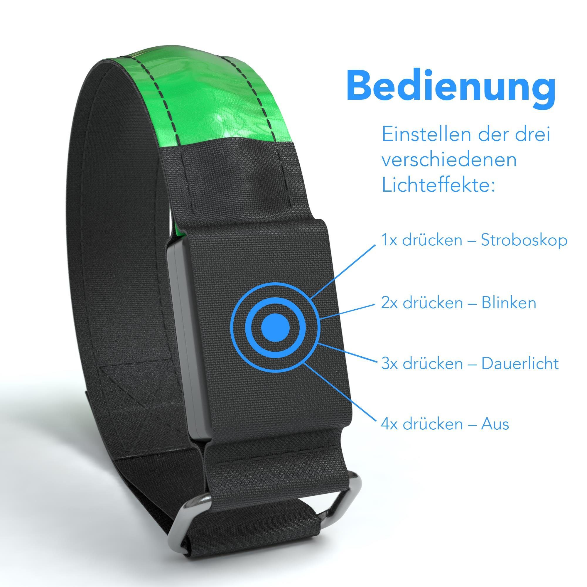 EAZY CASE Fahrradreflektor 4er Set Reflektor Flash Armband, Armband LED Licht Reflektor Armband Reflektoren Kind Hund Fuß Grün