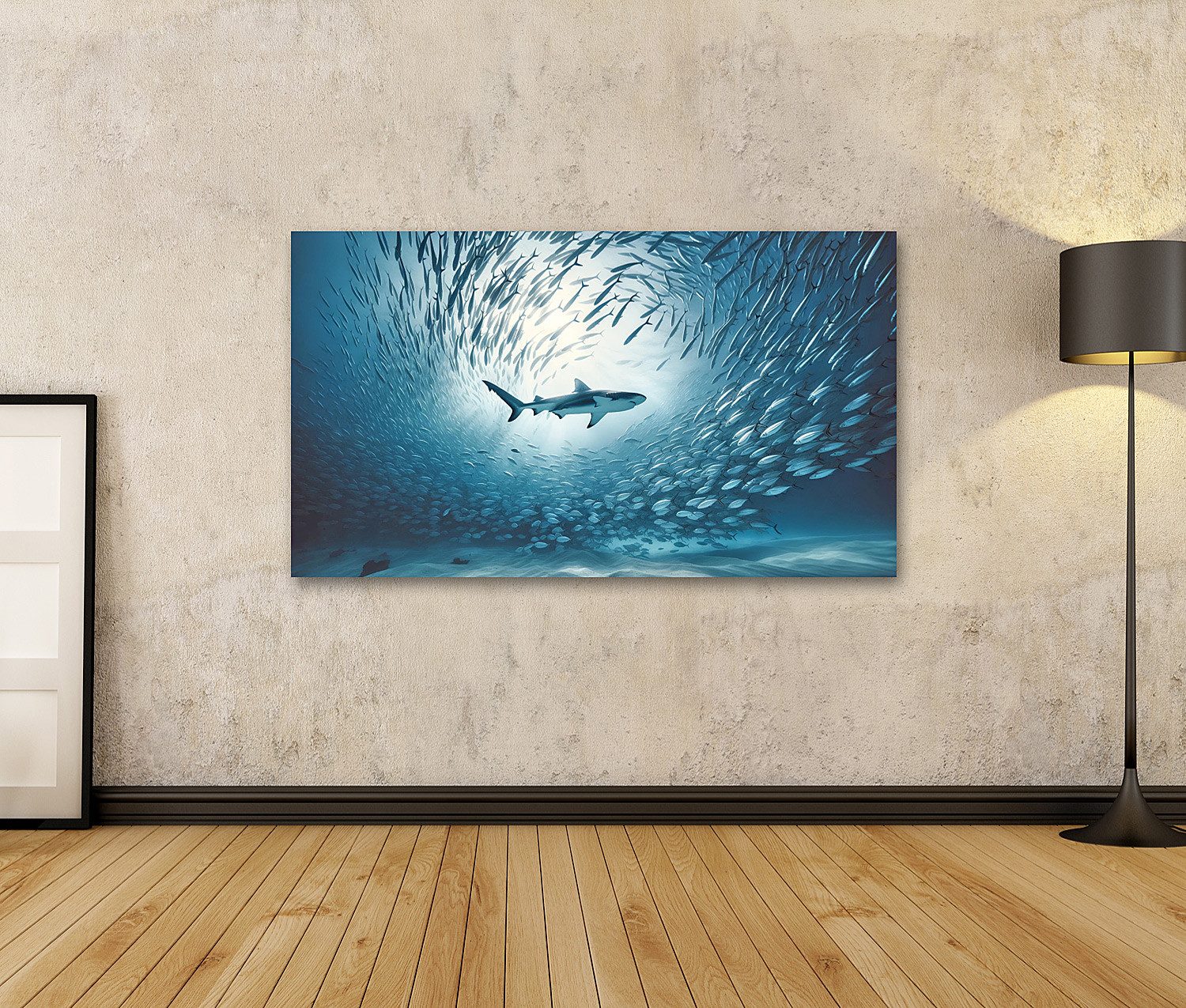 islandburner Leinwandbild Unterwasserfrieden: Hai umschwärmt von günstig online kaufen