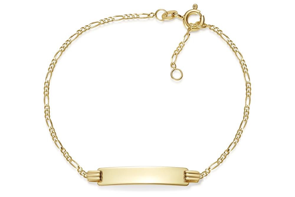 Silberkettenstore Goldarmband Kinder-Gravurarmband Figaro 1,5mm - 585 Gold