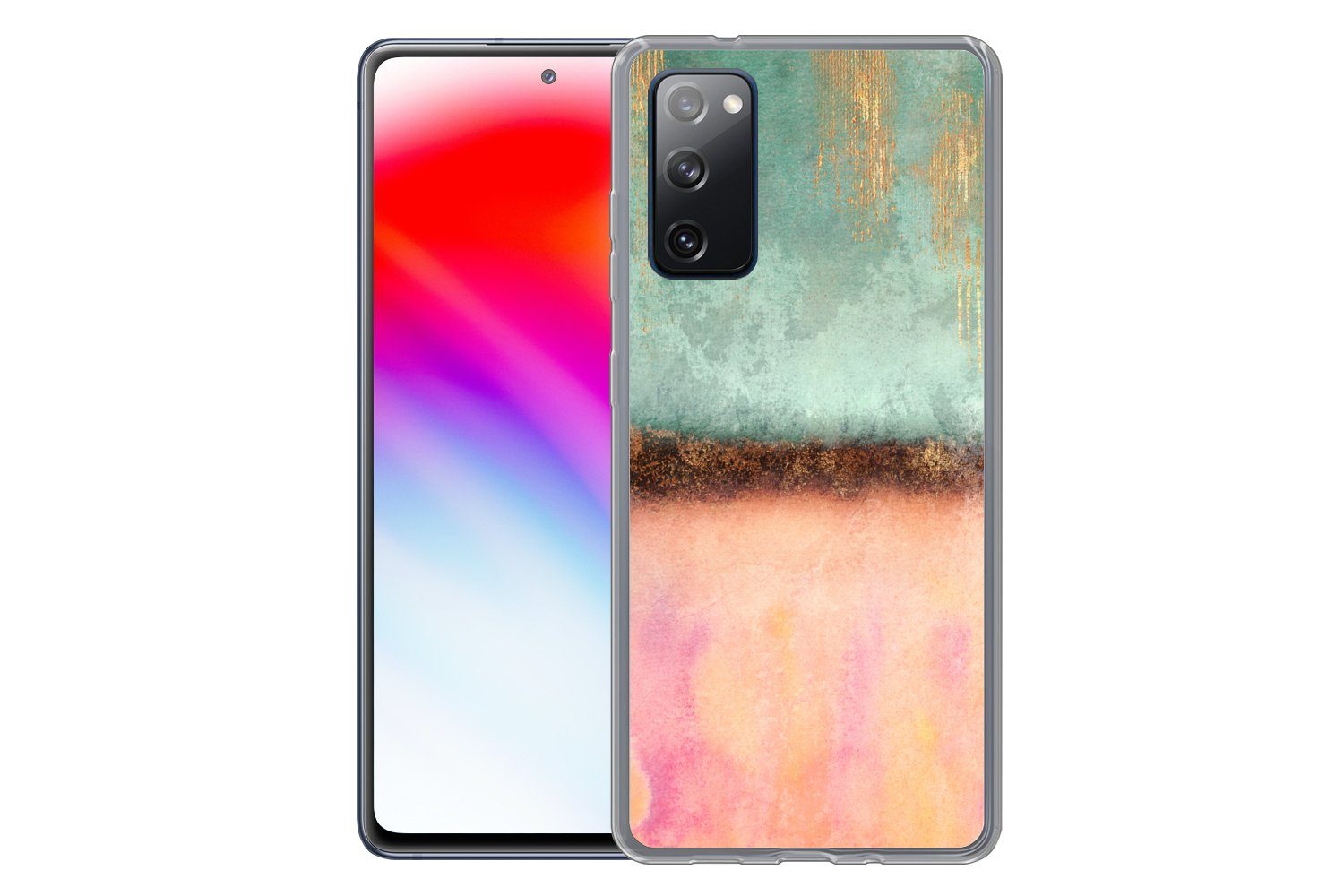 MuchoWow Handyhülle für Samsung Galaxy S20 FE Gold - Farbe - Abstrakt - Grün - Rosa, Phone Case, Silikon, Schutzhülle Dünn
