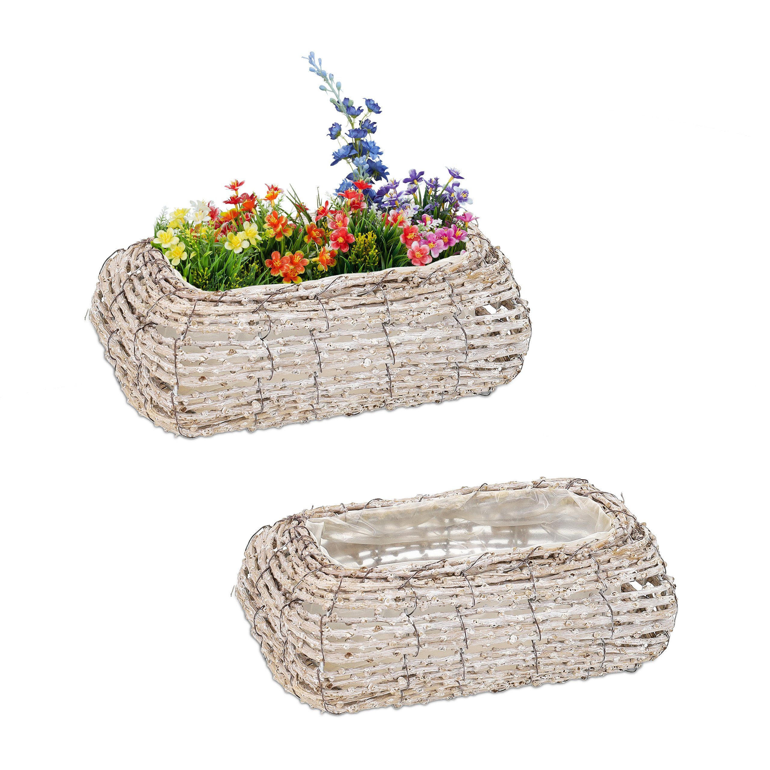 relaxdays Blumentopf Geschwungener Blumentopf im 2er Set