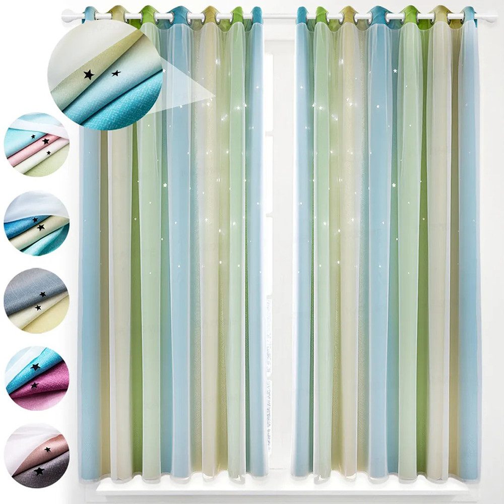 FOUORTUNATE-BEE Gardine Vorhänge Blickdicht Kinderzimmer Halbtransparent (1 günstig online kaufen