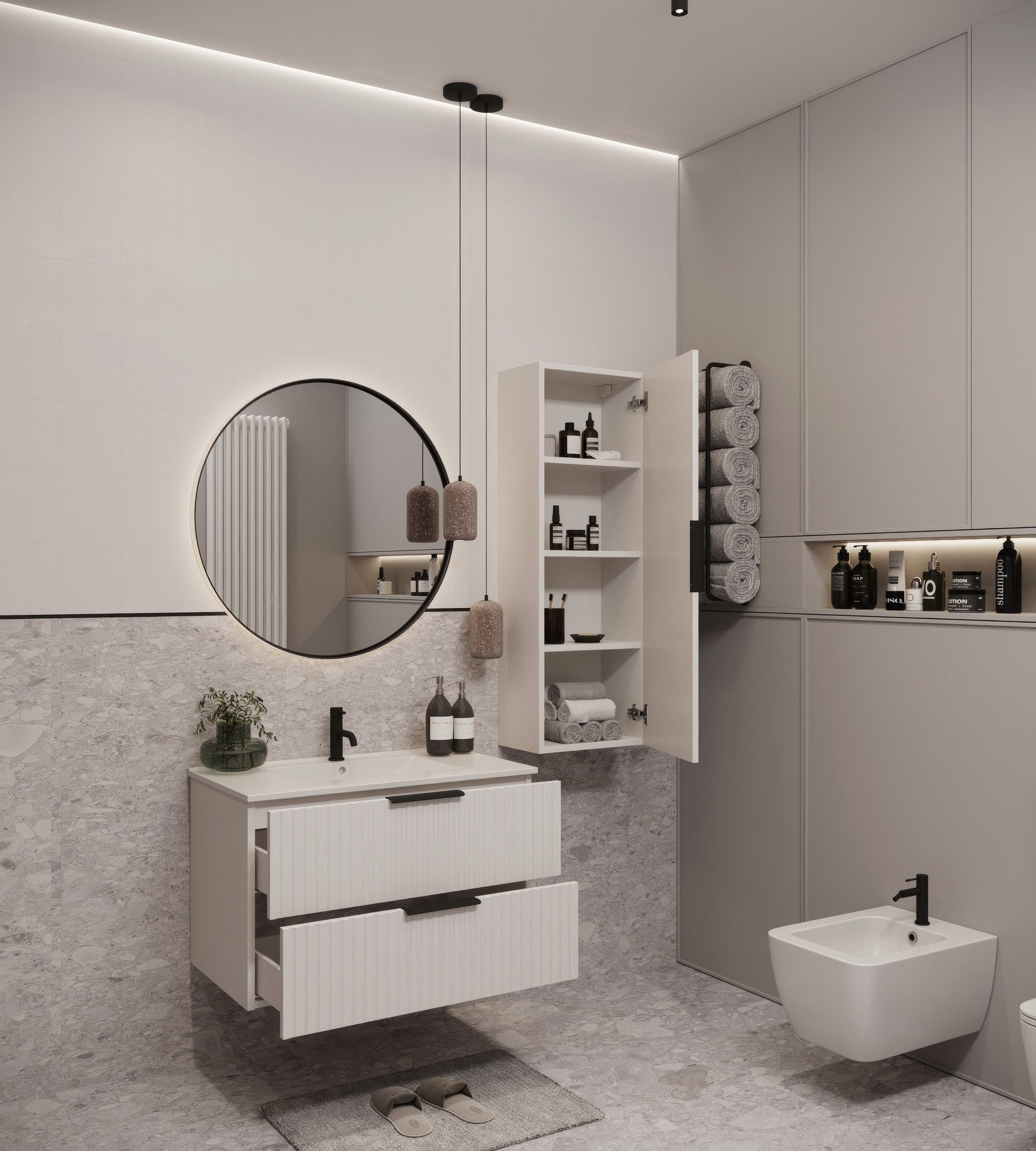 welltime TIBU vanity unit with sink. 2 drawers. 2 widths (60/80cm) and 4 colors, bathroom cabinet with sink, soft-close mechanism, dimensions W/H/D: 81.5/53/47 cm