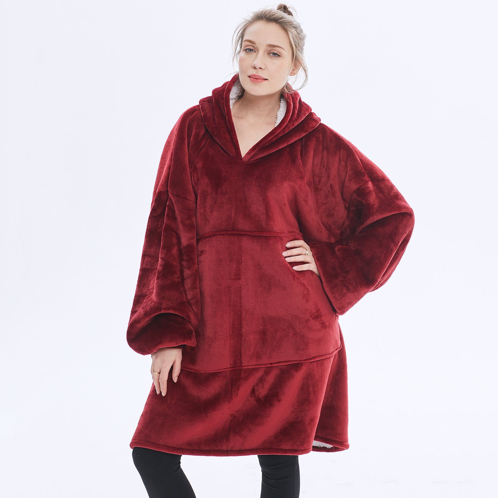 Wohndecke Kuschelpullover Tragbare Decke,Hoodie Decke mit Ärmeln & Tasche, günstig online kaufen