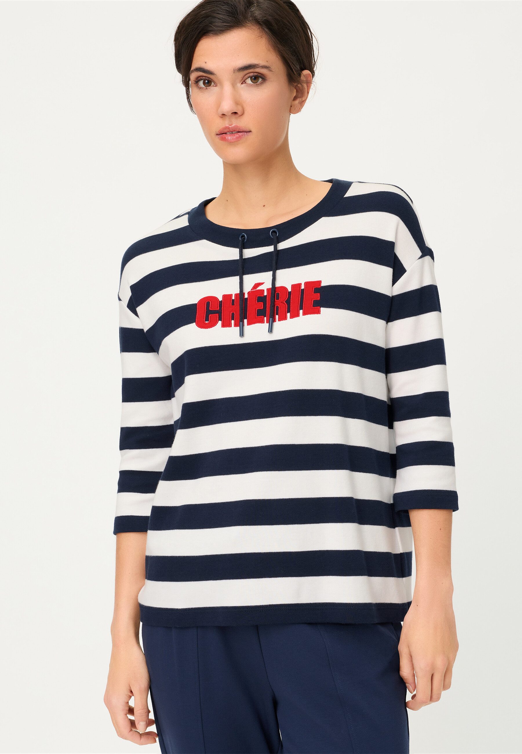 Olsen Sweatshirt mit dekorativem Streifendetail