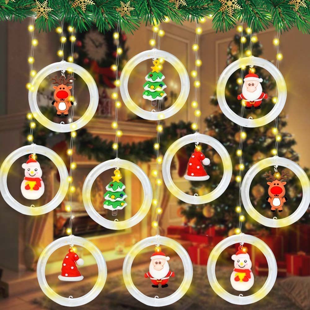 Leway LED-Lichtervorhang »Weihnachtsbeleuchtung Innen Fenster,Weihnachtsbaum  Dekorative,Lichtervorhang Fenster LED,Hängende Weihnachtsdeko Lamp, Weihnachtsbeleuchtung Außen Weihnachtsbeleuchtung Fenster«