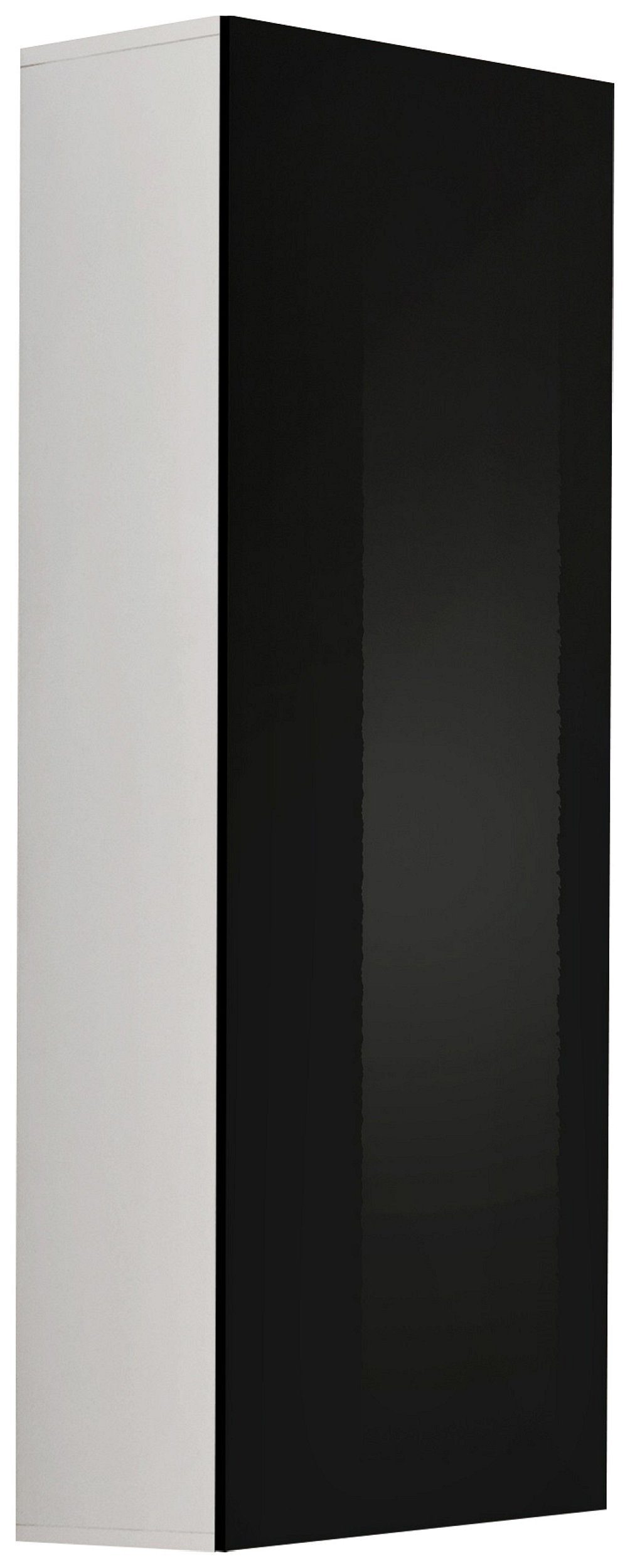 Stylefy Stauraumschrank FLI T40 rechts 126x40x29 cm (Wandregal, Wandschrank, Wohnmöbel) mit 2 Einlegeböden, mit Push-to-Open, Hochglanzfront, Design Modern, variabel hängbar Weiß Matt / Schwarz Hochglanz