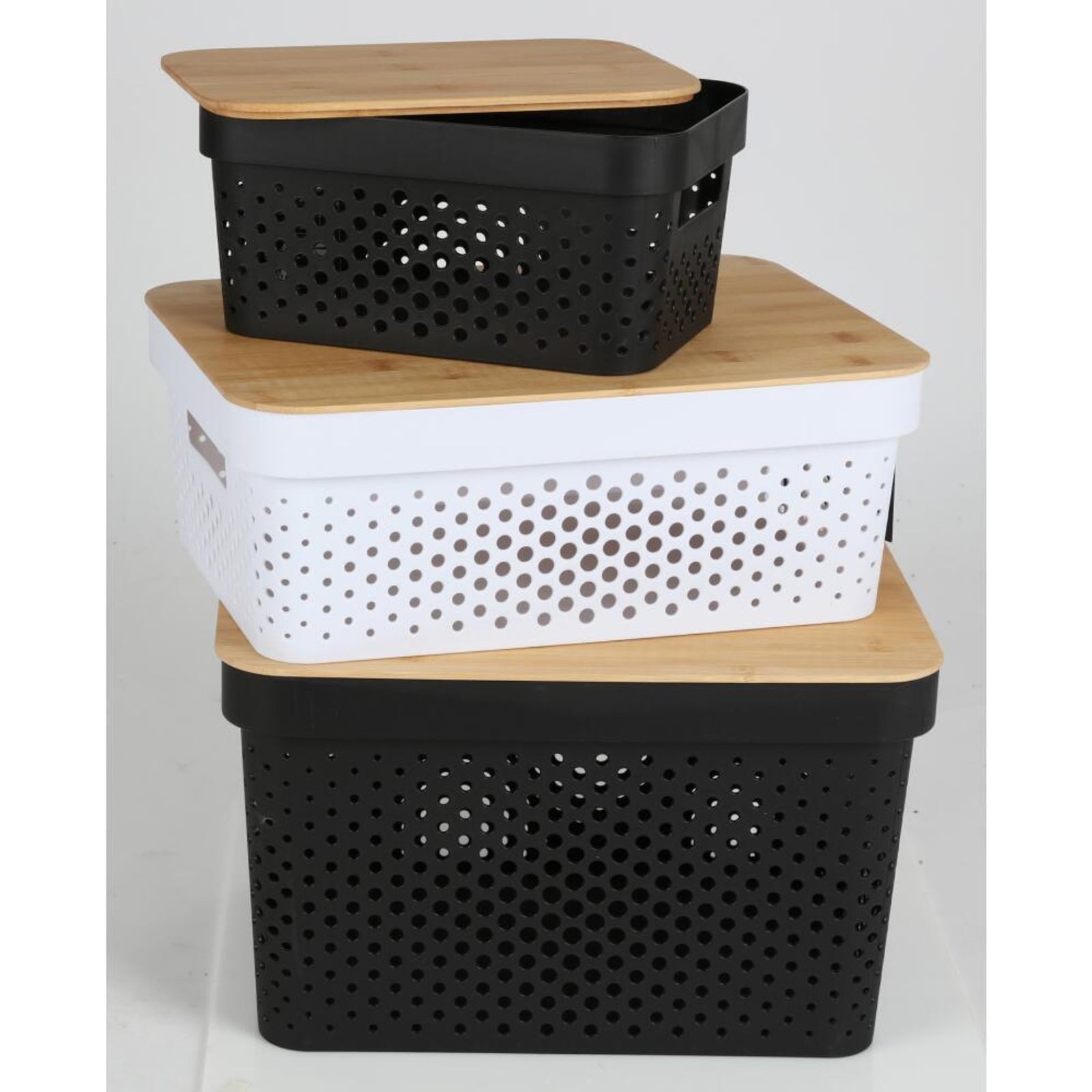 BURI Aufbewahrungsbox Aufbewahrungskorb 4,5L Bambusdeckel Allzweckbox Ordnungsbox Schrankbox – Bild 5 von 5
